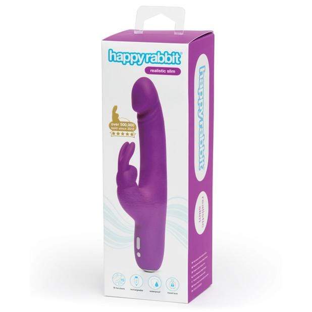 Love Honey - Happy Rabbit Slimline Realistic Rabbit Vibrator (Purple) LH1016 CherryAffairs
