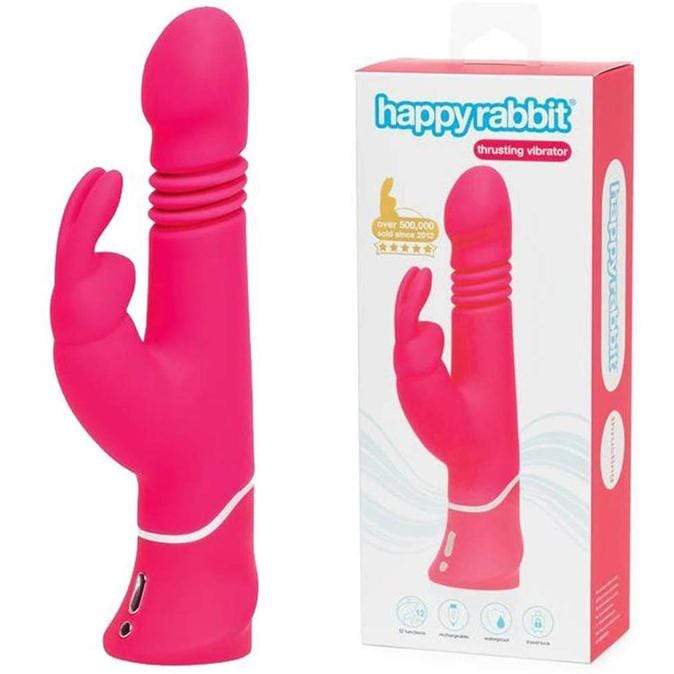 Love Honey - Happy Rabbit Thrusting Realistic Vibrator (Pink)    Rabbit Dildo (Vibration) Rechargeable