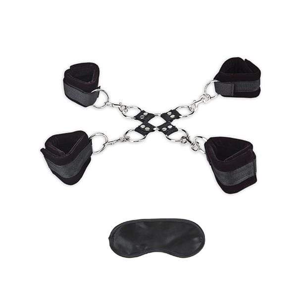 Lux Fetish - 5 Pc Soft Cuff Hogtie Set (Black) LXF1008 CherryAffairs