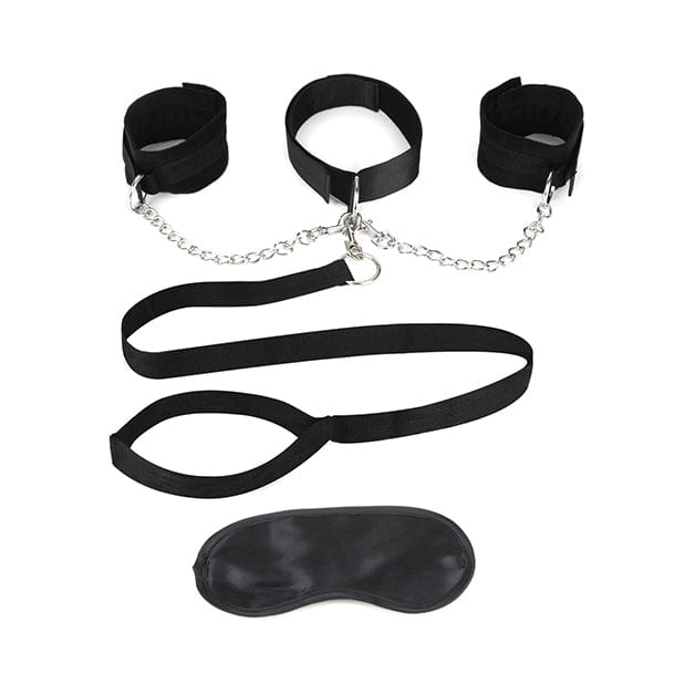 Lux Fetish - Collar Cuffs and Leash Set (Black) LXF1014 CherryAffairs