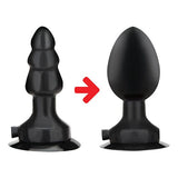 Lux Fetish - Inflatable Vibrating Butt Plug with Suction Base 4" (Black) LXF1015 CherryAffairs