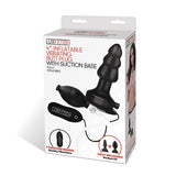 Lux Fetish - Inflatable Vibrating Butt Plug with Suction Base 4" (Black)    Anal Plug (Vibration) Non Rechargeable