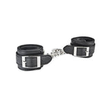 Lux Fetish - Unisex Leatherette Cuffs with Lock and Chain BDSM (Black) LXF1011 CherryAffairs