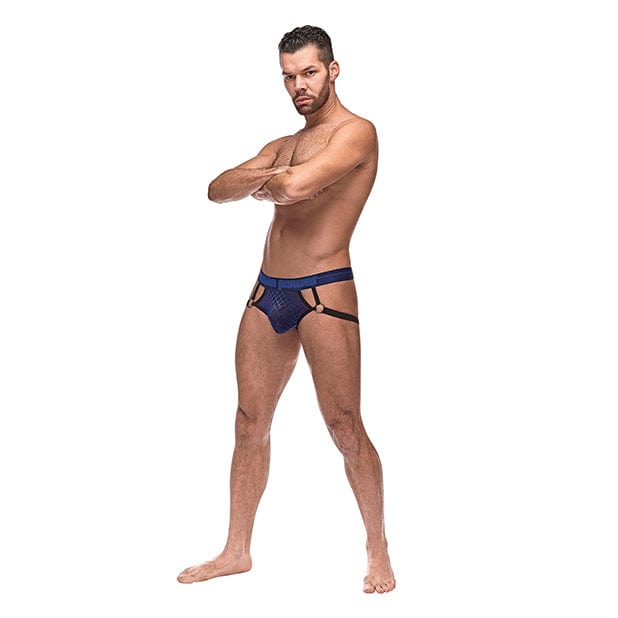 Male Power - Diamond Mesh Jock Underwear with Ring S/M (Blue)    Gay Pride Underwear