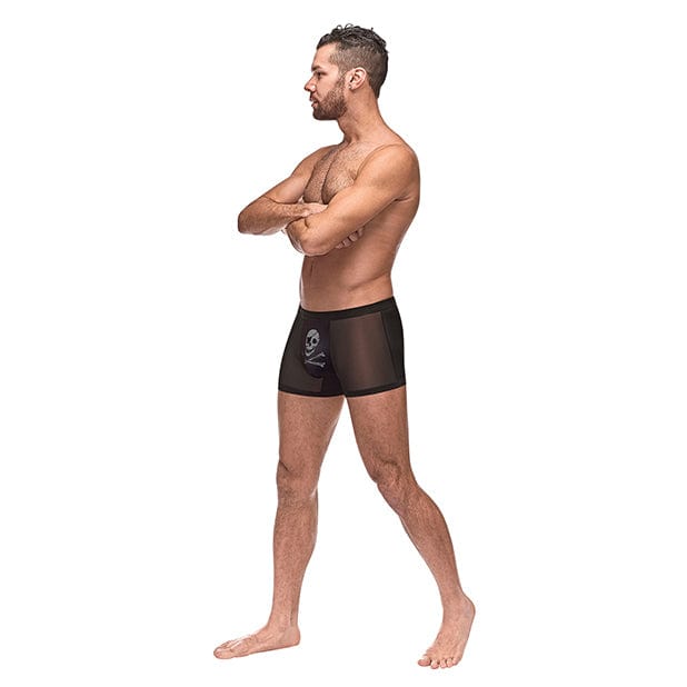 Male Power - Private Screening Micro Mesh and Modal Skull Pouch Short Underwear S (Black)    Gay Pride Underwear