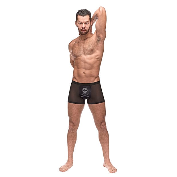 Male Power - Private Screening Micro Mesh and Modal Skull Pouch Short Underwear S (Black)    Gay Pride Underwear