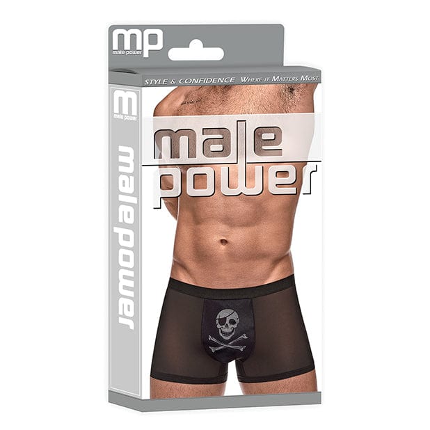 Male Power - Private Screening Micro Mesh and Modal Skull Pouch Short Underwear S (Black)    Gay Pride Underwear