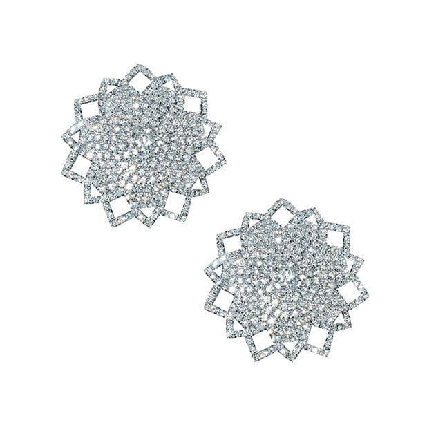 Neva Nude - Ice Crystal Jewel Reusuable Silicone Pasties Nipple Covers O/S (Silver)    Nipple Covers