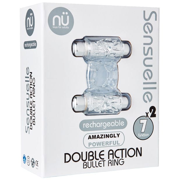 NU - Sensuelle Double Action Bullet Vibrating Cock Ring (Clear)    Rubber Cock Ring (Vibration) Rechargeable