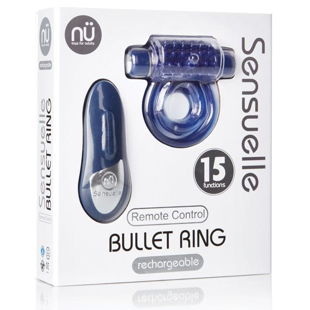 NU - Sensuelle Remote Control Rechargeable Bullet Vibrator Cock Ring (Blue) NU1037 CherryAffairs