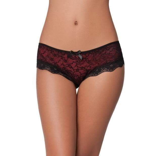 Oh La La Cheri - Cage Back Lace Panty X/L (Black/Red) OL1002 CherryAffairs