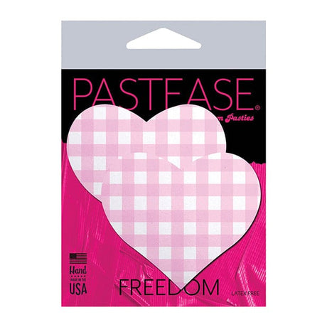 Pastease - Premium Gingham Heart Pasties Nipple Covers O/S (Pink)    Nipple Covers