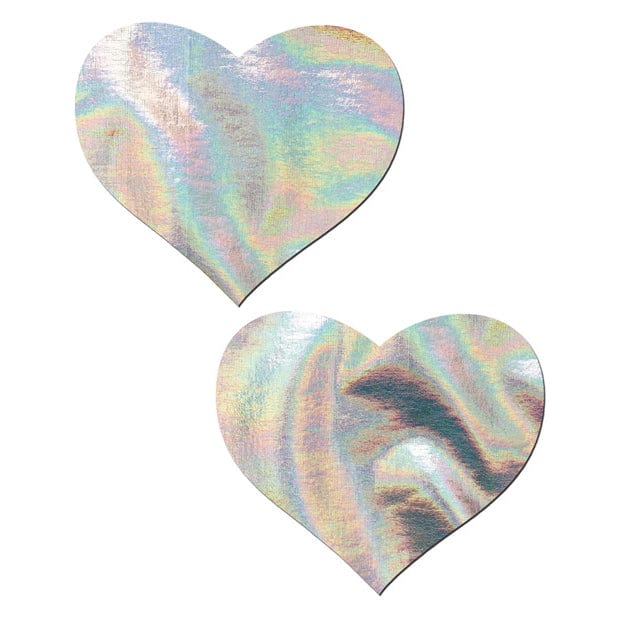Pastease - Premium Hologram Heart Pasties Nipple Covers O/S (Silver)    Nipple Covers