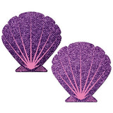 Pastease - Premium Mermaid Glitter Seashell Pasties Nipple Covers O/S (Purple/Pink) PAS1040 CherryAffairs