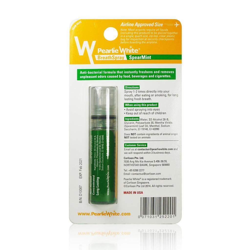 Pearlie White - Anti Bacterial Breathspray SpearMint 8.5ml (Green) PEW1003 CherryAffairs