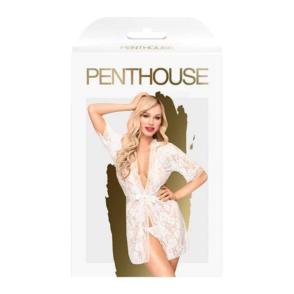 Penthouse - Hypnotic Power Short Kimono with Thong XL (White) PH1242 CherryAffairs