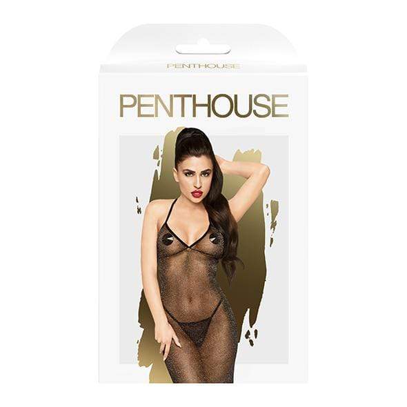Penthouse - Love On Fire Sheer Shimmer Dress with Thong S/M (Black) PH1128 CherryAffairs