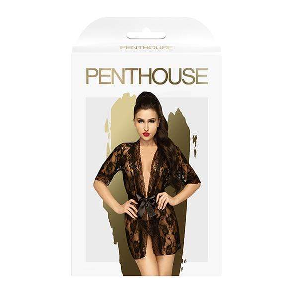 Penthouse - Sweet Retreat Lace Kimono S-L (Black) PH1237 CherryAffairs