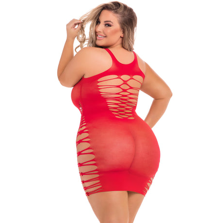 Pink Lipstick - Back 2 Basixxx Hi Neck Dress Costume Queen (Red) PLS1057 CherryAffairs