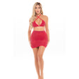 Pink Lipstick - Black Cherry 2Pc Skirt Costume Set O/S (Red)    Dresses