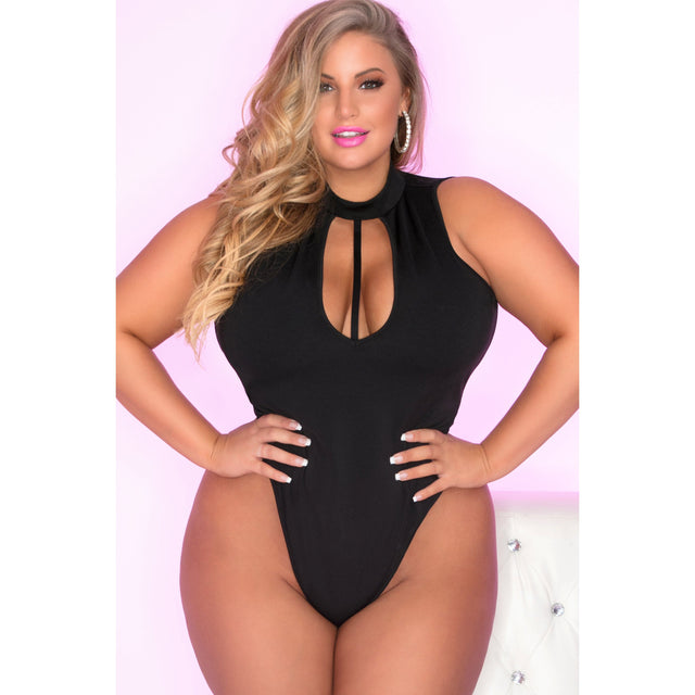 Pink Lipstick - Taking Risks Choker Bodysuit Costume 3X/4X (Black) PLS1370 CherryAffairs