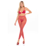 Pink Lipstick - Tall Order 3Pc Legging Lingerie Set O/S (Red)    Lingerie Set