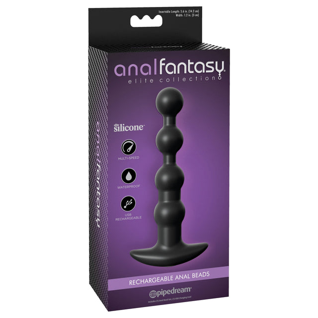 Pipedream - Anal Fantasy Elite Collection Rechargeable Anal Beads (Black) PD1728 CherryAffairs