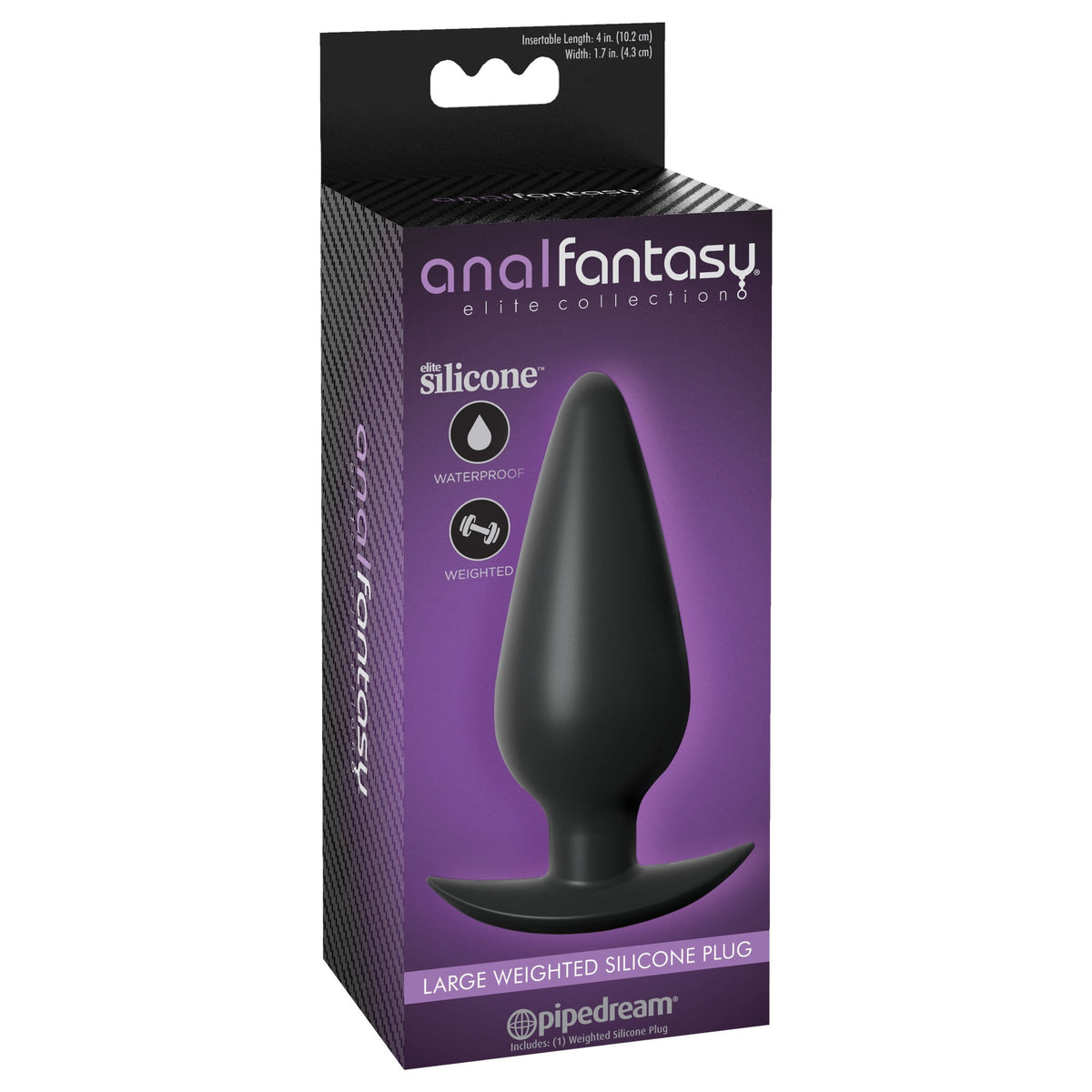 Pipedream - Anal Fantasy Elite Collection Weighted Silicone Anal Plug Large (Black) PD1729 CherryAffairs