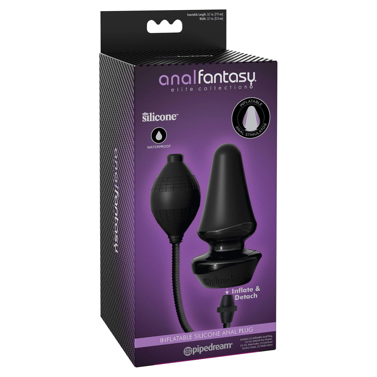 Pipedream - Anal Fantasy Elite Inflatable Silicone Butt Plug (Black) PD1848 CherryAffairs