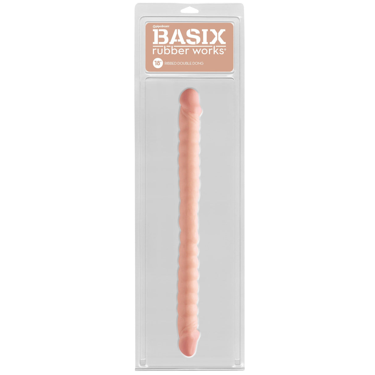 Pipedream - Basix Rubber Works Ribbed Double Dong 18" (Beige) PD1854 CherryAffairs
