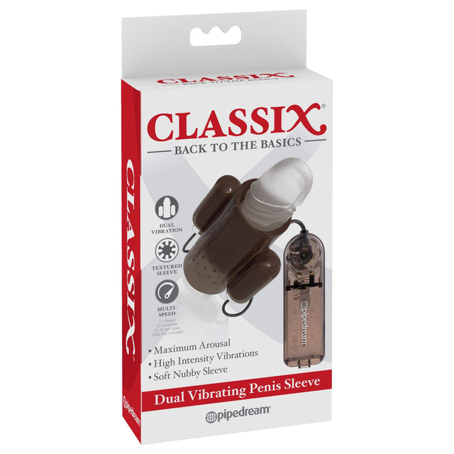 Pipedream - Classix Dual Vibrating Penis Sleeve (Grey) PD1783 CherryAffairs