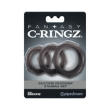 Pipedream - Fantasy C Ringz Silicone Designer Stamina Cock Ring Set (Black) PD1667 CherryAffairs