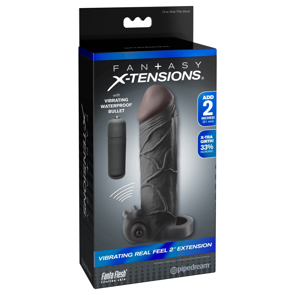 Pipedream - Fantasy X-tensions Vibrating Real Feel Extension 2" (Black) PD1221 CherryAffairs