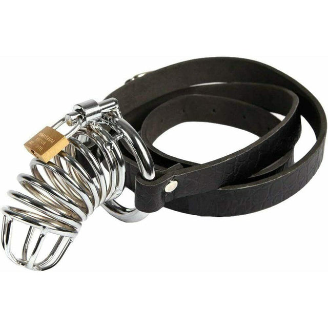 Pipedream - Fetish Fantasy Extreme Chastity Metal Cock Cage with Belt (Silver) PD2034 CherryAffairs