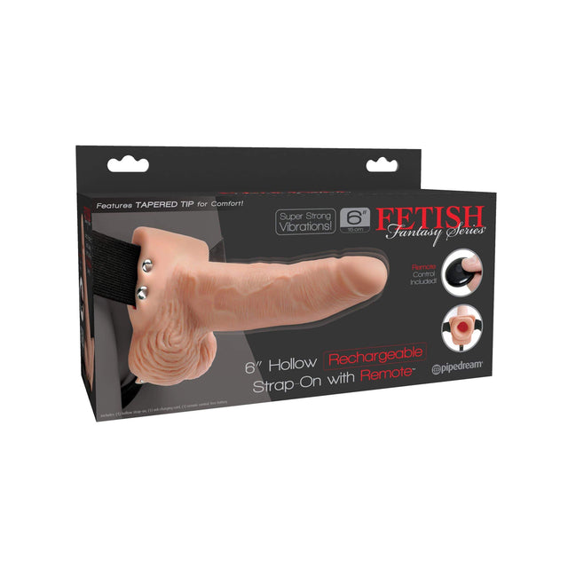 Pipedream - Fetish Fantasy Hollow Rechargeable Strap On Remote 6" (Beige) PD1773 CherryAffairs