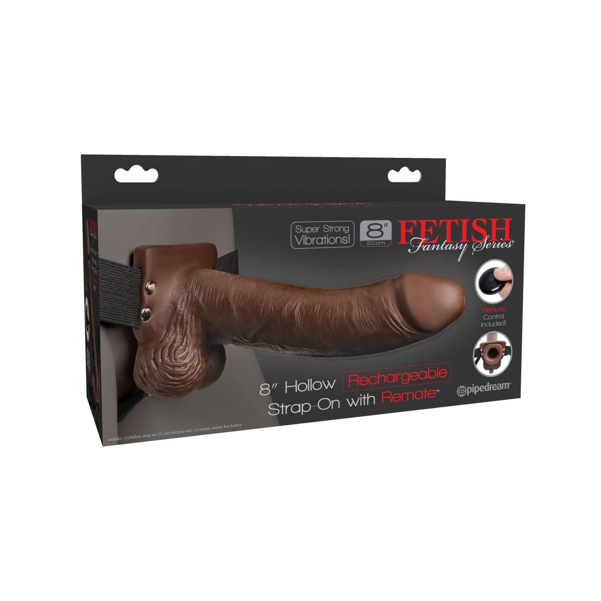 Pipedream - Fetish Fantasy Hollow Rechargeable Strap-On Remote 8" (Brown) PD1790 CherryAffairs