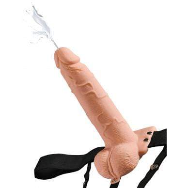 Pipedream - Fetish Fantasy Hollow Squirting Strap On with Balls 7.5" (Beige) PD1774 CherryAffairs
