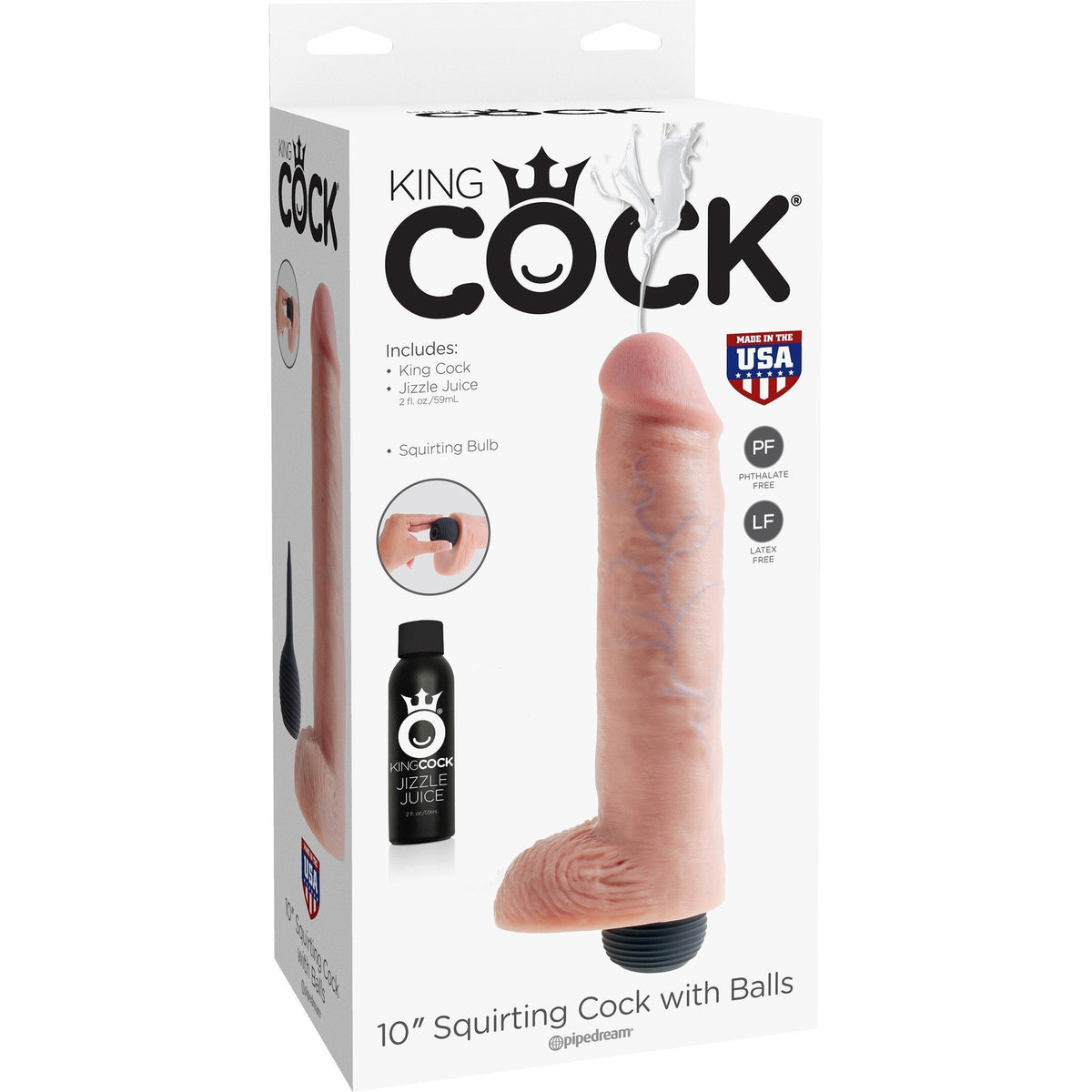 Pipedream - King Cock 10&quot; Squirting Cock with Balls (Beige) PD1500 CherryAffairs