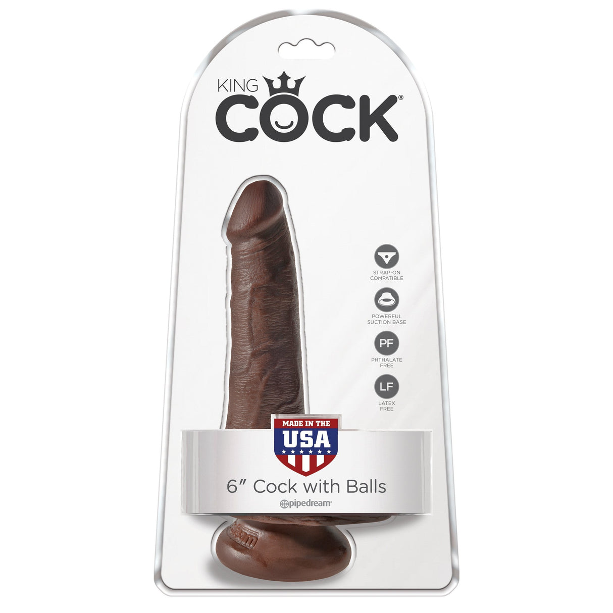 Pipedream - King Cock 6" Cock with Balls (Dark Brown) PD1645 CherryAffairs