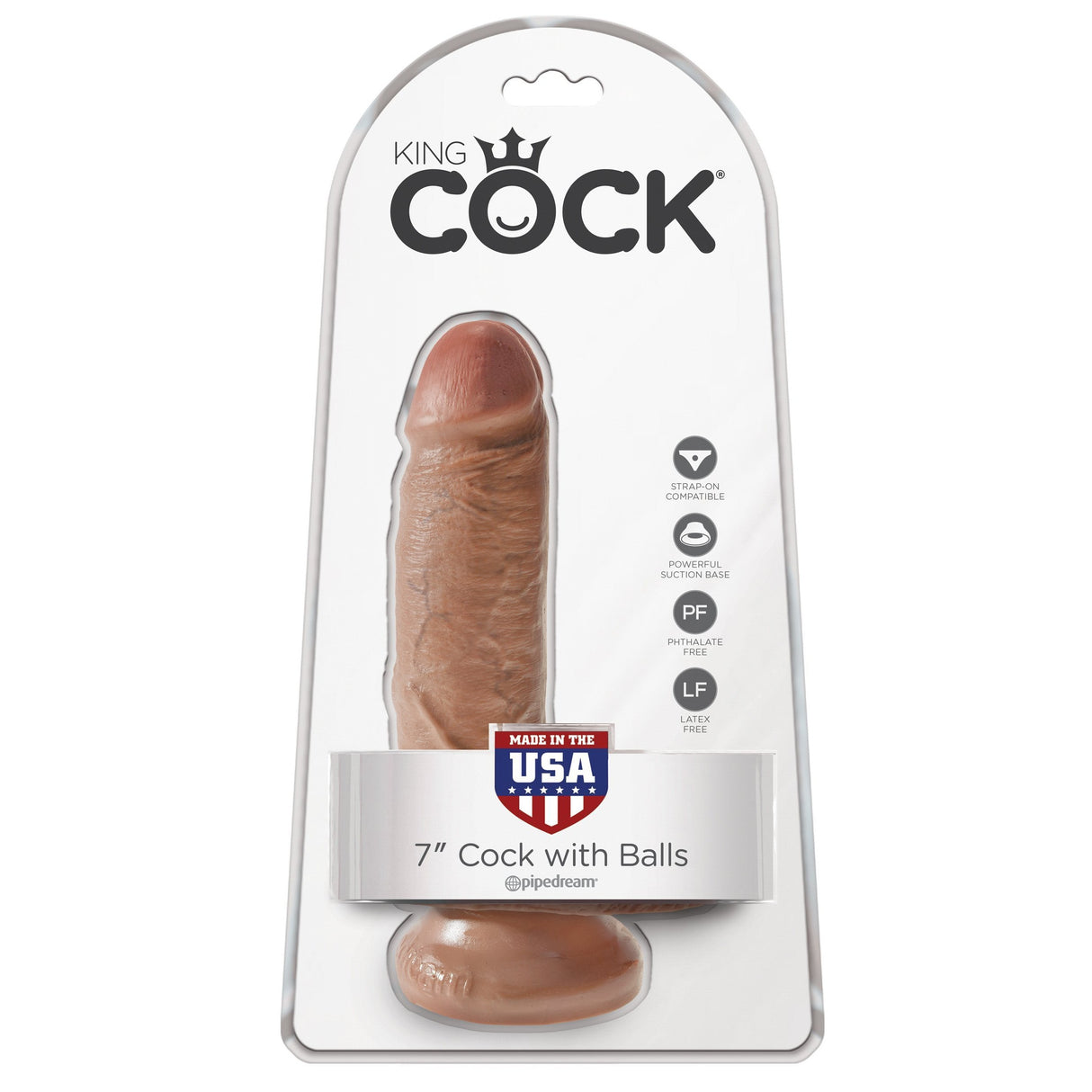Pipedream - King Cock 7" Cock with Balls (Brown) PD1628 CherryAffairs