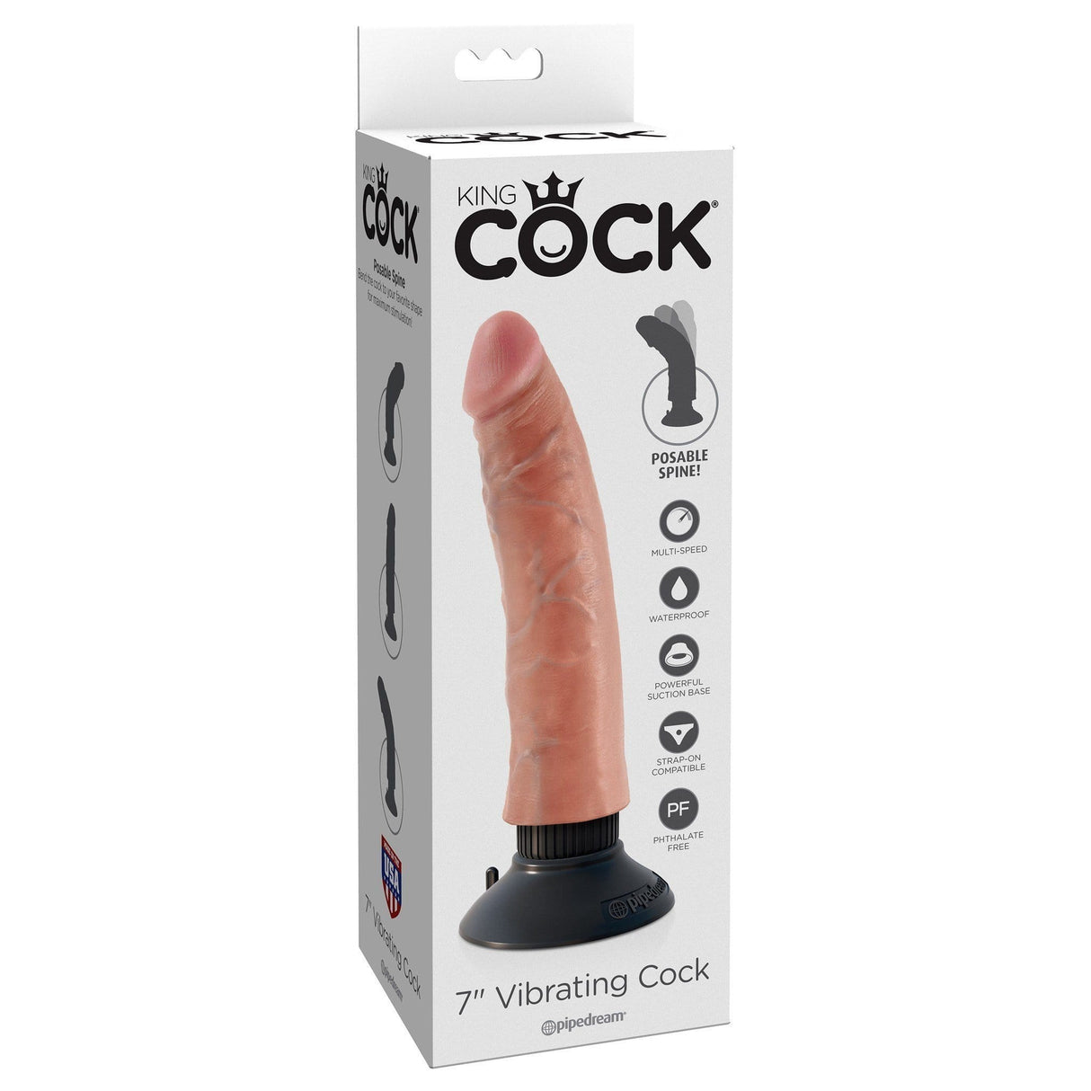 Pipedream - King Cock 7" Vibrating Cock (Beige) PD1535 CherryAffairs