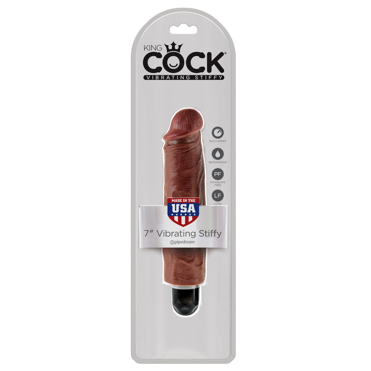 Pipedream - King Cock 7&quot; Vibrating Stiffy Cock (Brown) PD1553 CherryAffairs