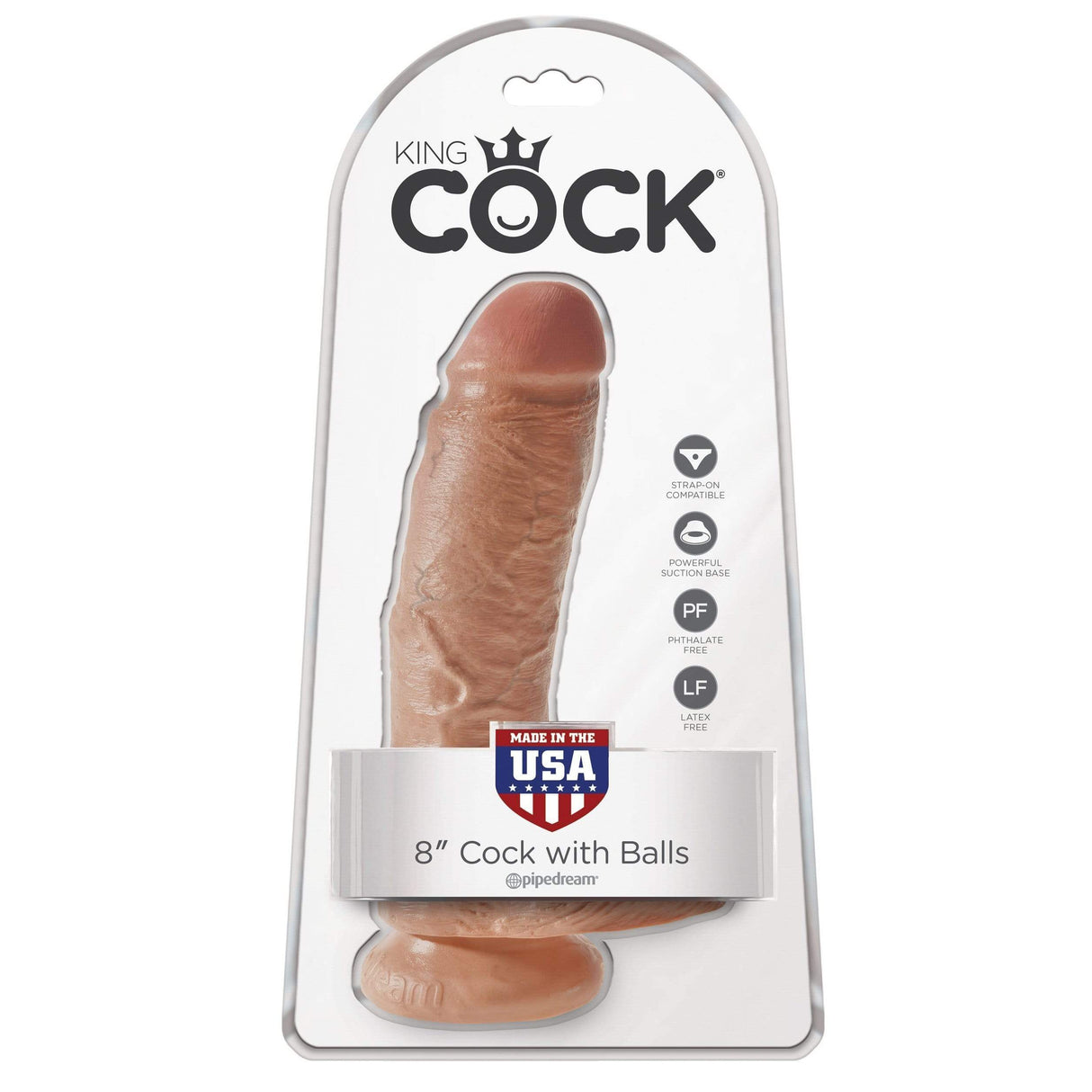Pipedream - King Cock 8" Cock with Balls (Brown)    Realistic Dildo with suction cup (Non Vibration)