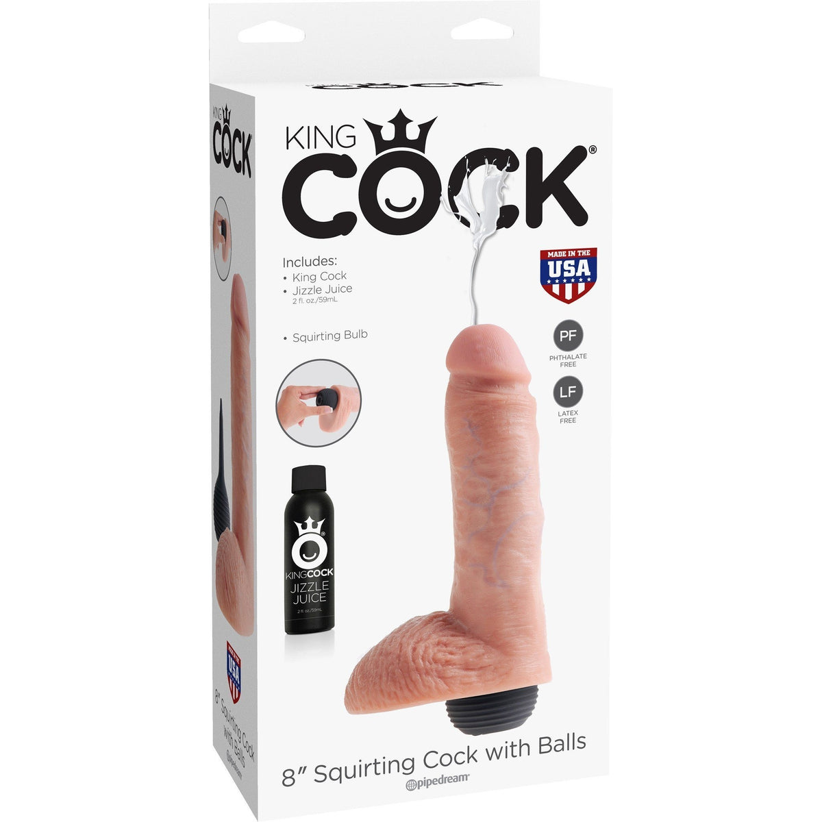 Pipedream - King Cock 8&quot; Squirting Cock with Balls (Beige) PD1499 CherryAffairs