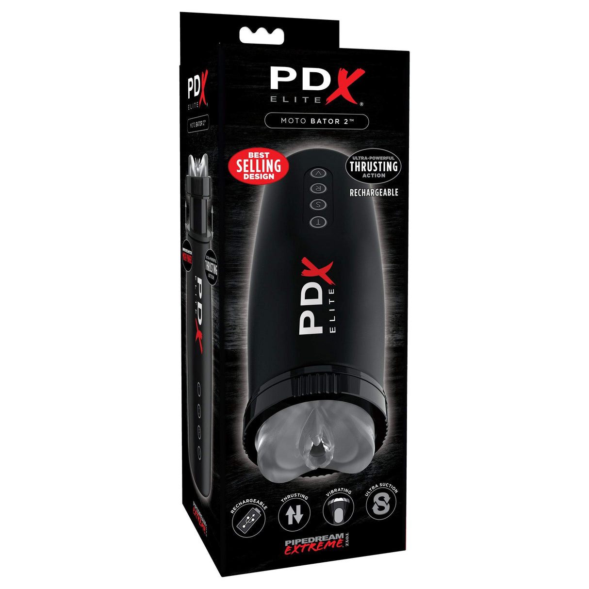 Pipedream - PDX Elite Moto Bator 2 Thrusting Mouth Masturbator (Black) PD1706 CherryAffairs