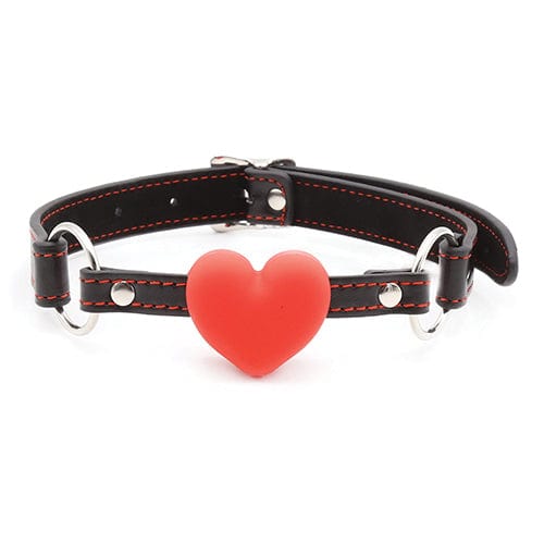 Plesur - Heart Silicone Ball Gag with Red Heart (Black) OT1203 CherryAffairs