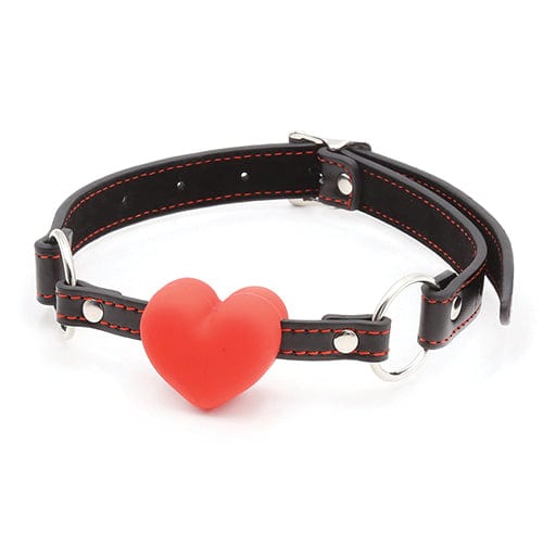 Plesur - Heart Silicone Ball Gag with Red Heart (Black) OT1203 CherryAffairs