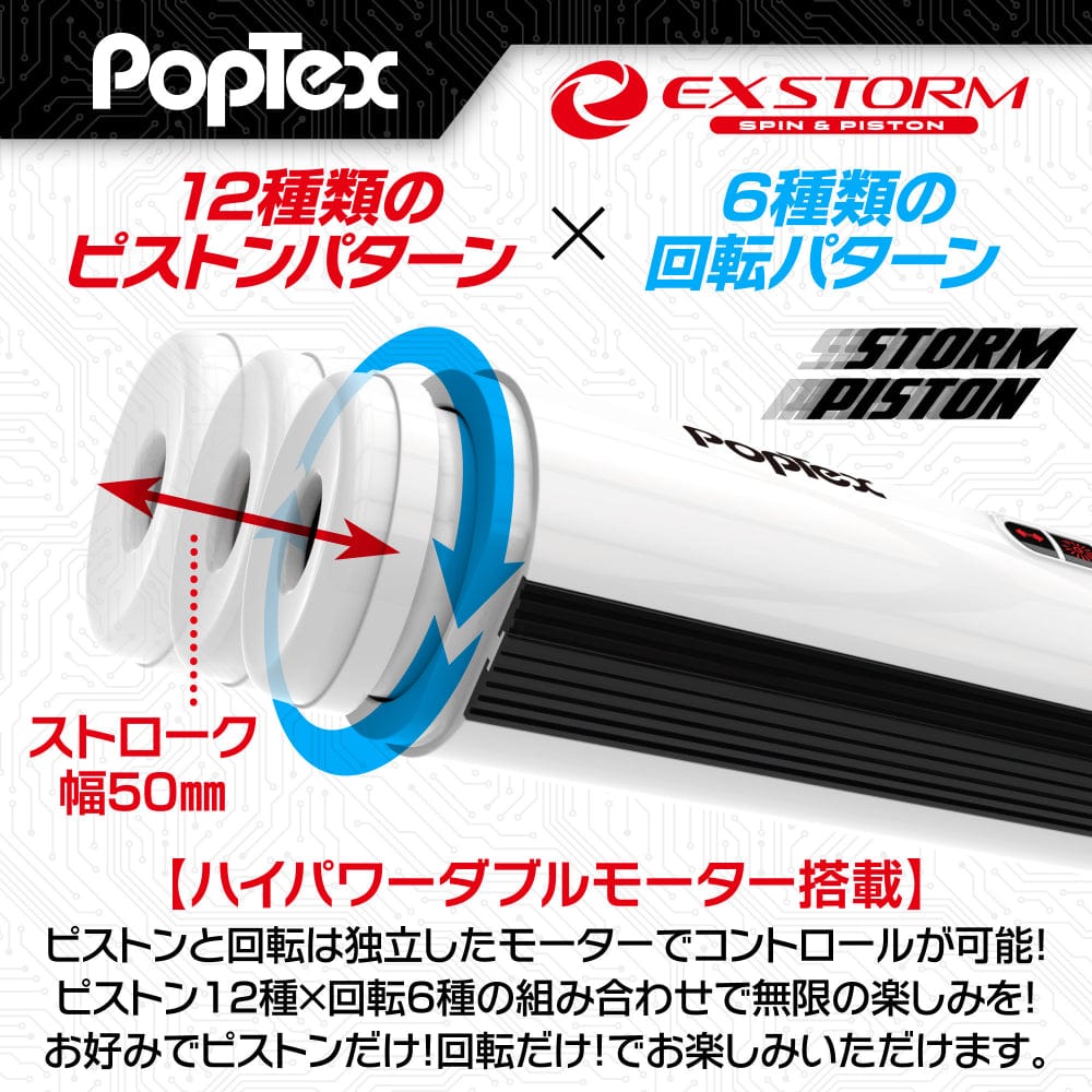 Poptex - Ex Storm Spin and Piston Double Motor Electric Masturbator (White) OT1186 CherryAffairs