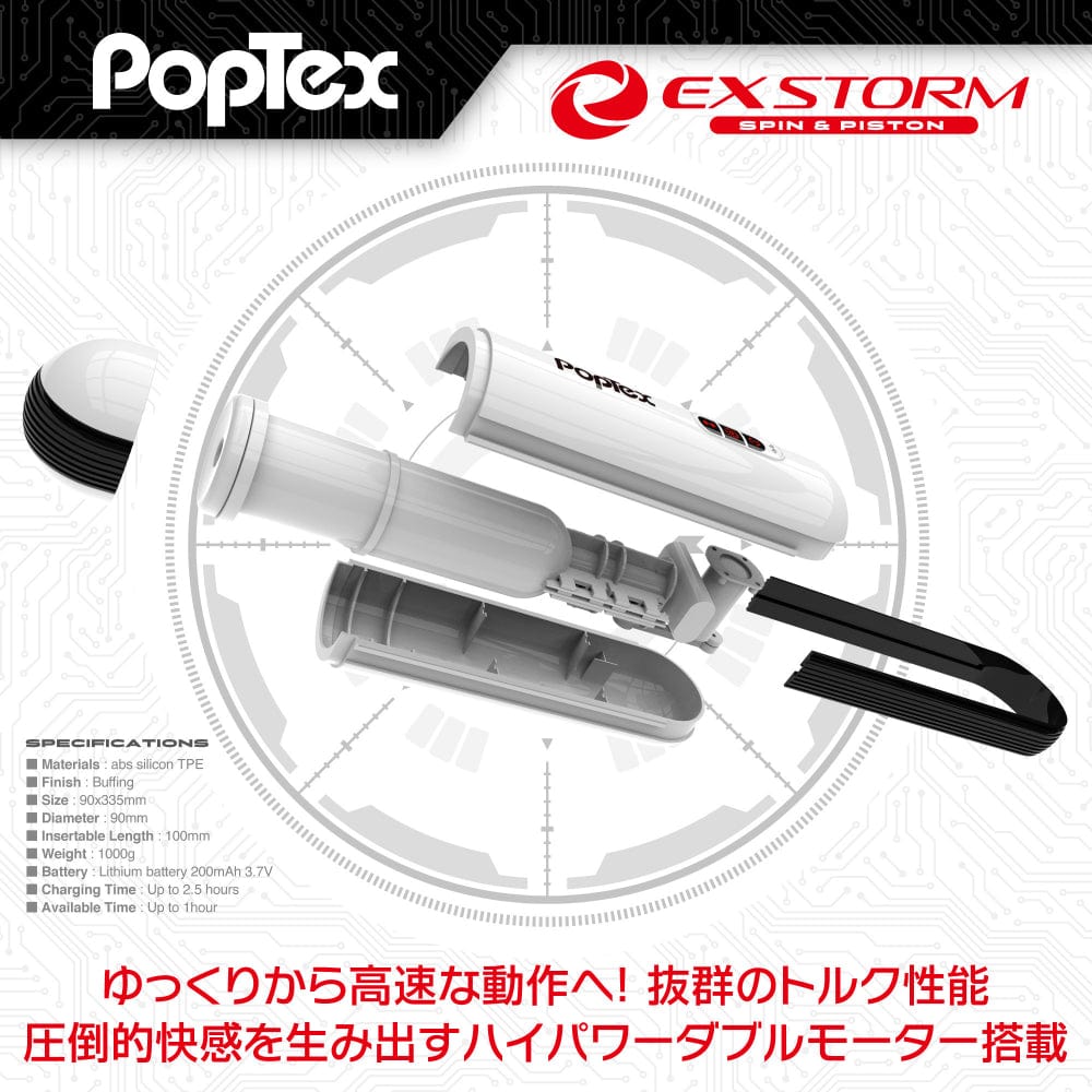 Poptex - Ex Storm Spin and Piston Double Motor Electric Masturbator (White) OT1186 CherryAffairs