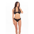 Rene Rofe - Midnight Halter 2Pc Bra Lingerie Set S/M (Black)    Lingerie Set
